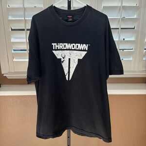Vintage Throwdown MMA Logo Tee Men’s XL Black Jiu Jitsu Fight Shirt Y2K